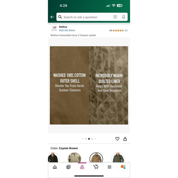 Men XL multi-pockets cargo utility CCW Concealed Carry sports Jacket Never worn - Picture 12 of 16